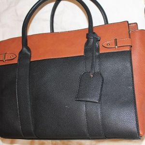 Large Faux Leather Black/Brown Purse